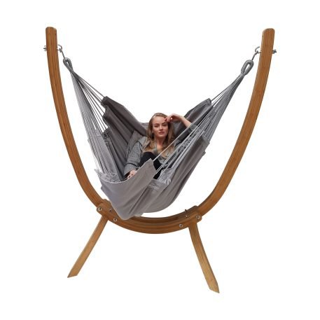 Arc Bamboo con lettino Elephant Grey con doppio strato di polycotton.