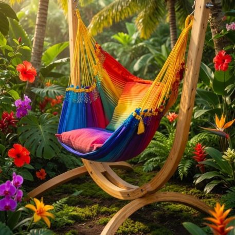 Arc Eucalyptus con sedia sospesa Rainbow #2 Set completo con cuscini.