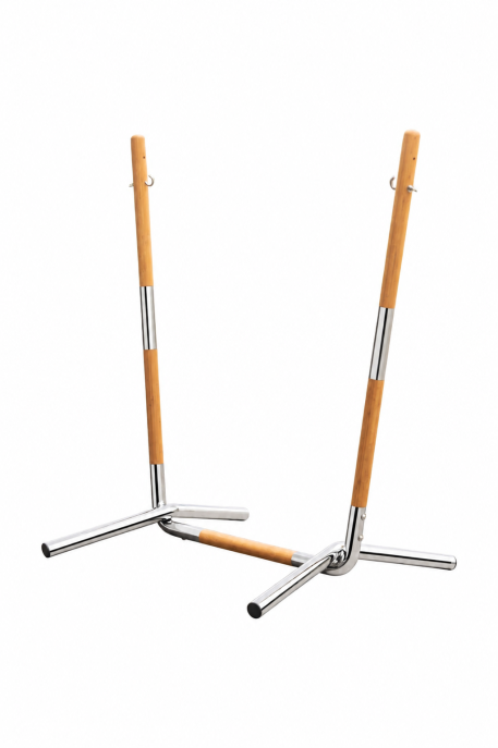 Cavalletta. Supporto innovativo extra largo con parti in acciaio inox lucidato tipo 316 e bambù pressato.
