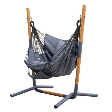 Chaise longue nera con supporto extra largo in bambù e metallo. Set completo di cuscini - immagine 2