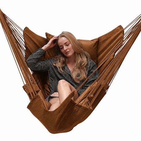Lettino prendisole Havana Brown con 2 strati di tessuto in cotone biologico nel suo colore marrone naturale originale. - immagine 3