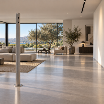 Palo in acciaio inox 316 per terrazzo o interni con 4 punti di fissaggio